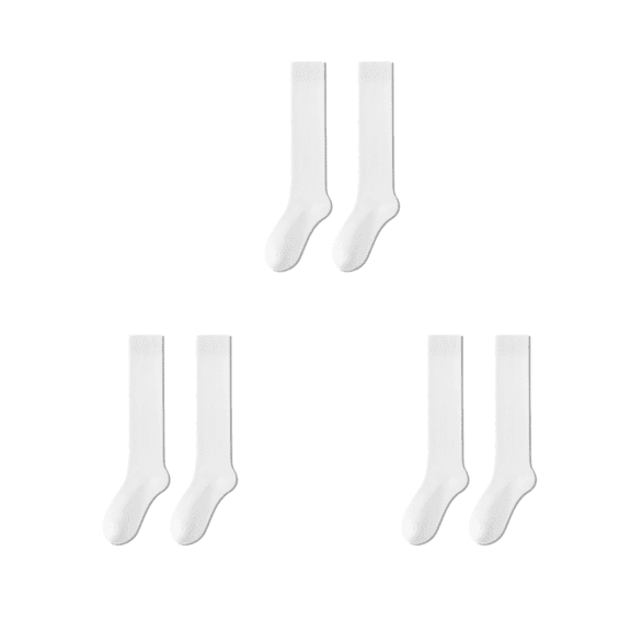 OQRKI 2026 New 3Pcs Kid Socks Trendy Girls Socks Soft Cotton Cute Socks for School and Play for School Play Party White