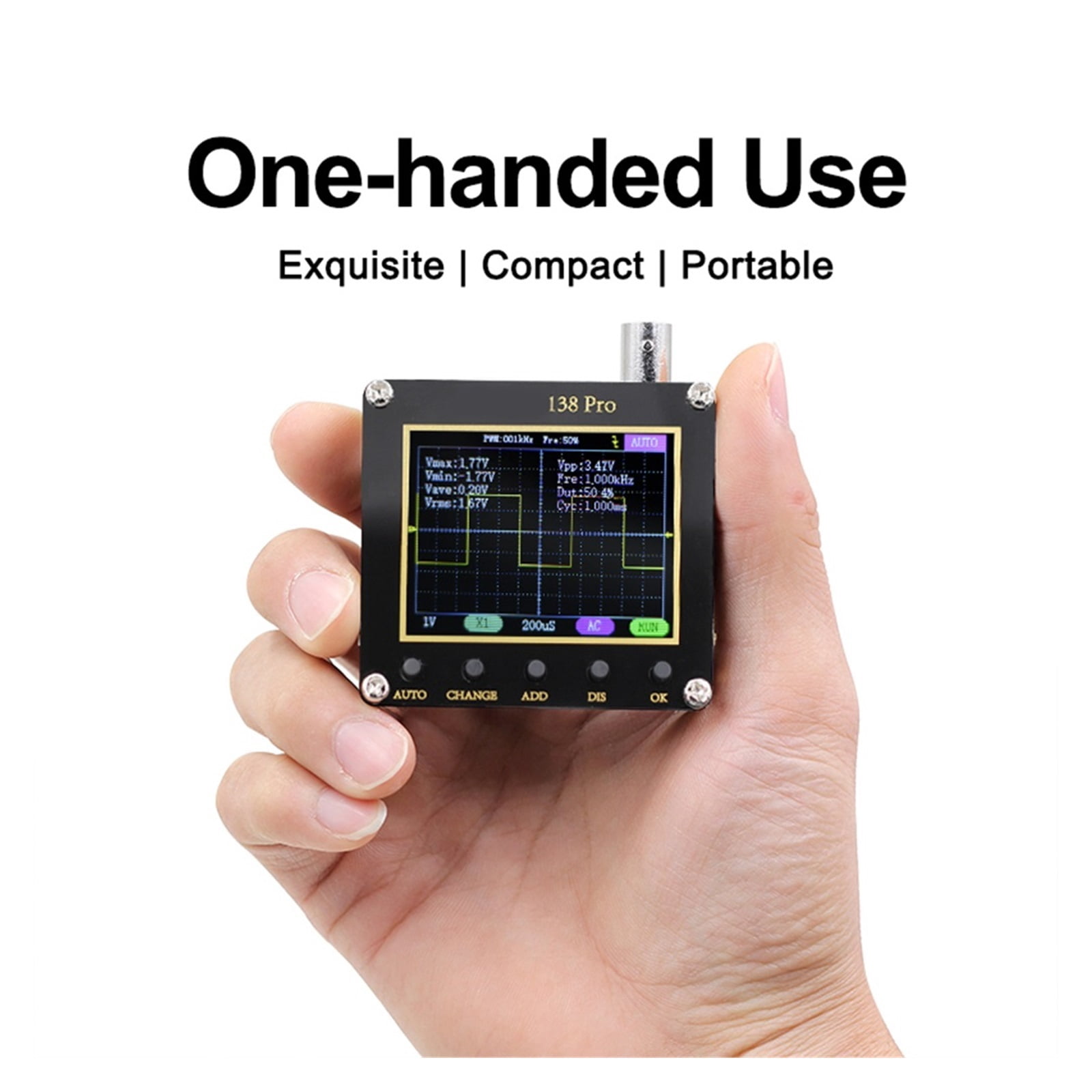 Handheld Digital Oscilloscope 200Khz Square Wave Output Oscilloscopes Voltage Measuring Device Button Operation Basic ,Professional Designed