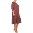 thumbnail image 2 of Women's Plus Size Loose Fit Scoop Neck 3/4 Sleeve Polka Dot Patterned A-Line Long Dress, 2 of 5