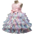 thumbnail image 3 of Little Girl Flower Rainbow Princess Tutu Dress Ruffle Tulle Wedding Birthday Pageant Party Formal Ball Gown, 3 of 6