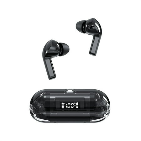 Gaming Headset Wireless Bluetooth 5.3 Earphone In-ear Wireless Sports Mini Digital Display Headphone Charging Bin Headset Gaming Black
