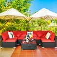 thumbnail image 4 of Costway 7PCS Patio Wicker Sofa Set Sectional Conversation Furniture Set Garden Red, 4 of 12