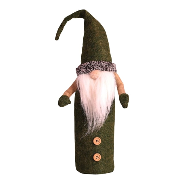 Matsuzay Funda para botella de vino de Navidad, felpa larga, Rudolf, manga a prueba de polvo, telas no tejidas, sombrero de piezas, fundas para Kits de decoración para fiestas Verde Matsuzay HA070265-03