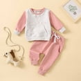 thumbnail image 2 of MuZeFu Baby Girls Winter Clothes Outfits Winter Girls Boys Crew Neck Long Sleeve CasualLetter Print Sweater Trousers Set, 2 of 9