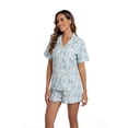 thumbnail image 4 of LUBOT 100% Cotton Pajamas for Women 2 Piece PJ Set Woven Poplin Ladies Button Down Short Sleeve Summer Sleepwear Peony M, 4 of 8