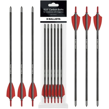 Ballista 10.5" Mini Crossbow Bolts Carbon Arrows with Steel Tips, OD 5.5mm - 6-Pack