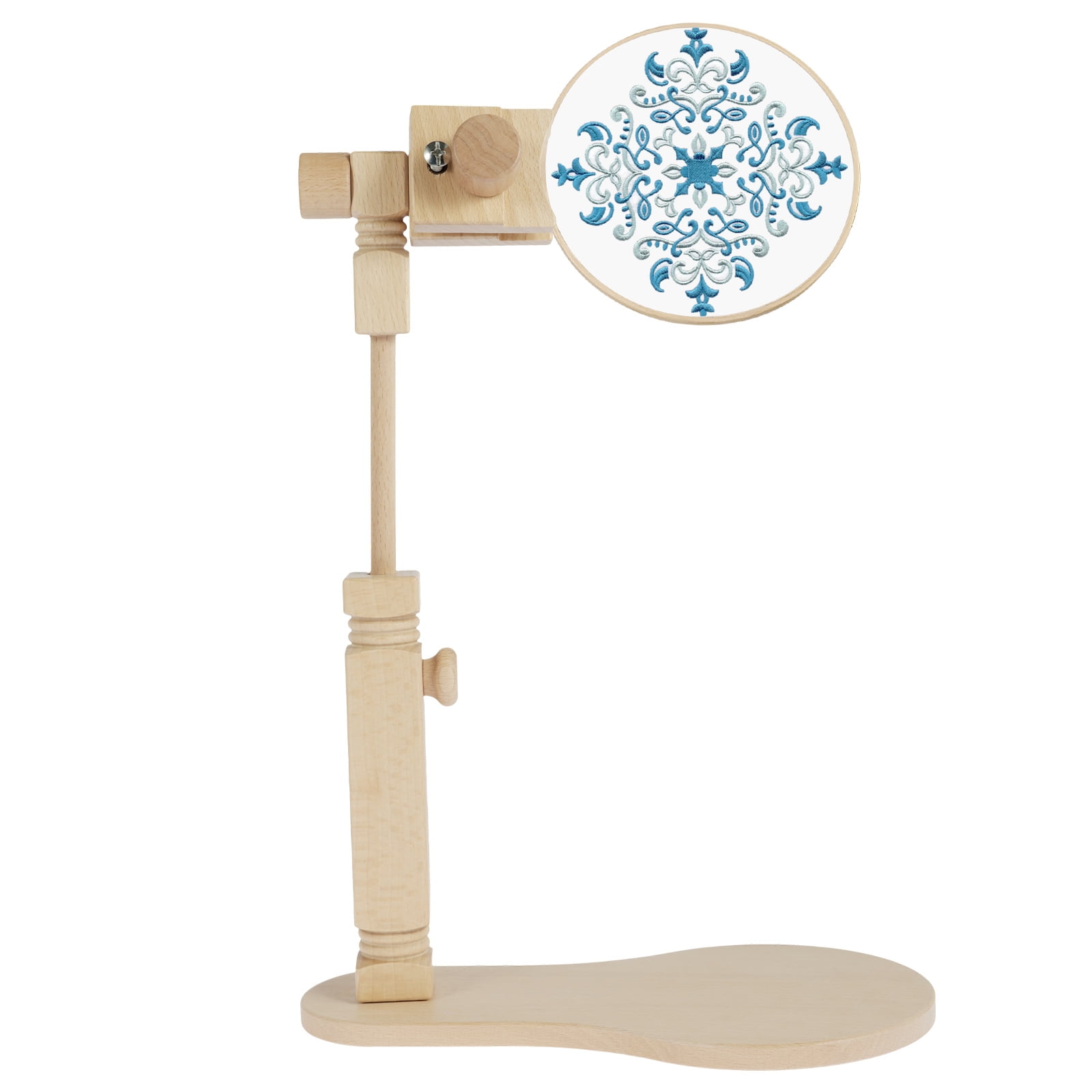 Toorise Wooden Embroidery Stand Adjustable Embroidery Hoop Stand Hands-Free Cross Stitch Stand 360° Rotated Embroidery Hoop Holder Cross Stitch Holder for DIY Craft Needlework Projects
