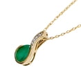 thumbnail image 2 of 10k Yellow Gold Genuine Pear-Shape Emerald and Diamond Drop Pendant Necklace, 2 of 5
