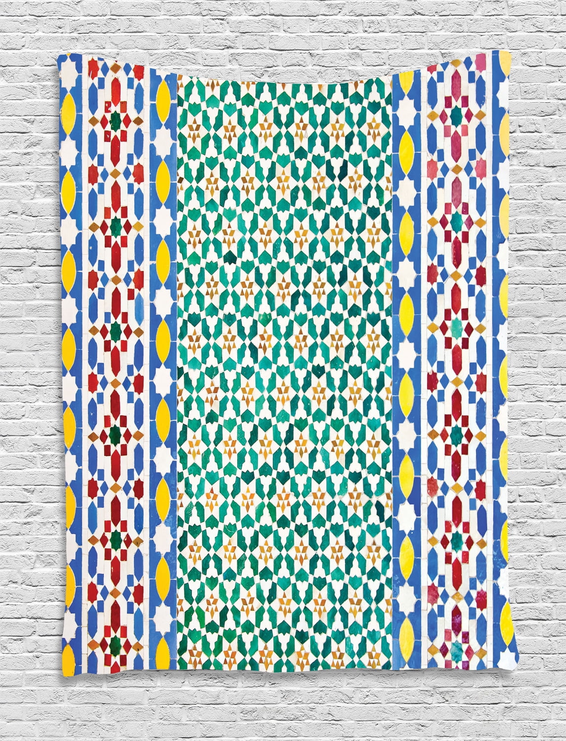 Moroccan Decor Wall Hanging Tapestry, Colorful Moroccan Mosaic Wall