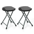 thumbnail image 1 of Costway 2 PCS 18"H  Folding Stool Portable & Foldable Camping Chair with Built-in Handle Black, 1 of 10