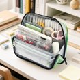 thumbnail image 6 of Standing Pencil Case with Base Large Capacity Stationery Pouch Pen Bag with Zipper for Women Men Green Tie-dye Flowers, 6 of 7