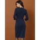 thumbnail image 3 of Vestidos de trabajo para mujer Vestido tubo con cuello irregular Azul marino XL, 3 of 6