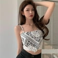thumbnail image 4 of Women's French Hanky Back Ajustable Spaghetti Strap Camisole Bandana Crop Top, 4 of 5
