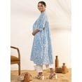 thumbnail image 5 of Janasya Indian Women's Sky Blue Cotton Floral Printed A-Line Maternity Kurta, 5 of 5