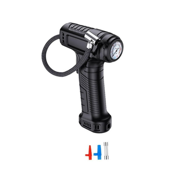 Bomba de aire portátil para neumáticos de coche, recargable por USB, 150 PSI, universal, ligera, longitud de 23 cm, compresor de aire versátil Puntero mecánico