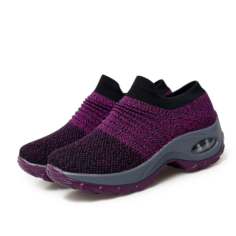 Women's Walking Shoes Sock Sneakers Slip on Mesh Platform Air Cushion