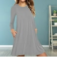 thumbnail image 2 of JINMGG 2026 Summer Womens Tops Womens Plus Size $5 Ladies Fashion Casual Long Sleeve Pure Color Loose T-Shirt Dress with Pockets, 2 of 5