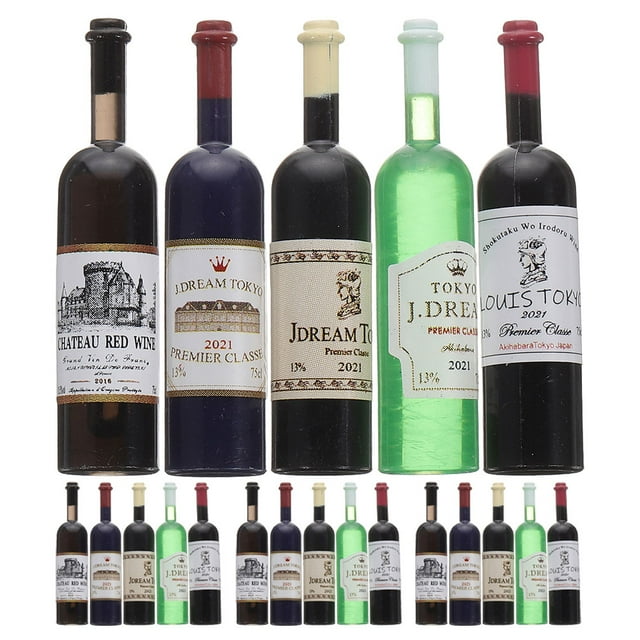 ColoMX 20pcs mini botellas de vinos Miniaturas fingir jugar mini botellas de vino adornos (1:12)