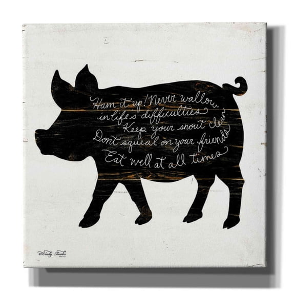 Epic Graffiti 'Pig - Ham it Up' by Cindy Jacobs, Canvas Wall Art, 18"x18"