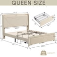 thumbnail image 4 of Aukfa Queen Bed Frame with 2 Storage Drawers and USB Ports , Upholstered Platform Bed with Storage Shelf Headboard, Beige, 4 of 8