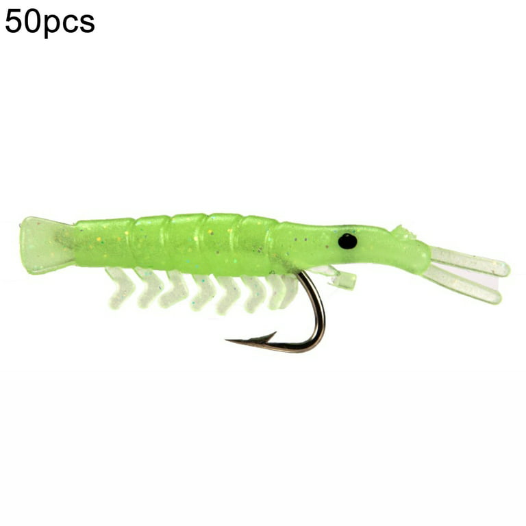 100Pcs/Set Fake Shrimp-Shaped Lure with Sharp Hook Soft Bionic Faux Bait  for Outdoor Fishing
