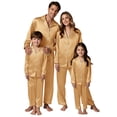 thumbnail image 2 of Sillenn Christmas Pajamas for Family Cute Silk Satin Long Sleeve Button Down Pjs Set Festival Party Plus Size Sleepwear Nightwear Family Christmas Pajamas Matching Lounge Holiday Sets Gold 120, 2 of 8