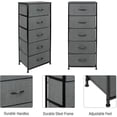 thumbnail image 5 of Fabric Dresser, 5-Drawer Tall Dressers for Bedroom, Storage Dresser Organizer with Fabric Bins, Wood Top, Sturdy Steel Frame, Chest of Drawers for Closet, Hallway,Black/Charcoal, 5 of 10