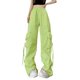 thumbnail image 1 of Gibobby Pantalones tipo cargo mujer 2023 Pantalones cargo Mujer Ropa holgada de ajuste relajado Pantalones negros Cintura alta Cremallera Cintura delgada con cordón(Verde,CH), 1 of 3