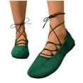 thumbnail image 5 of Xfvqtps Womens Ankle Tie Flats Suede Like Material Round Toe Comfortable Slip on Low Heel Casual Shoes Multiple Colors Green, 5 of 9
