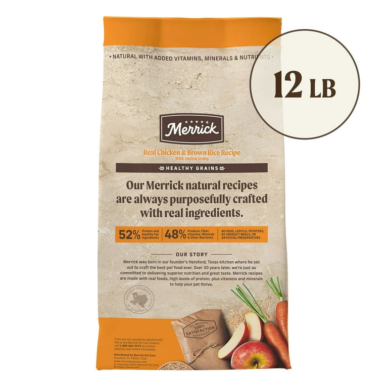 Merrick Healthy Grains Dry Dog Food for Adults High Protein Real Chicken Brown Rice 12 lb Bag Walmart