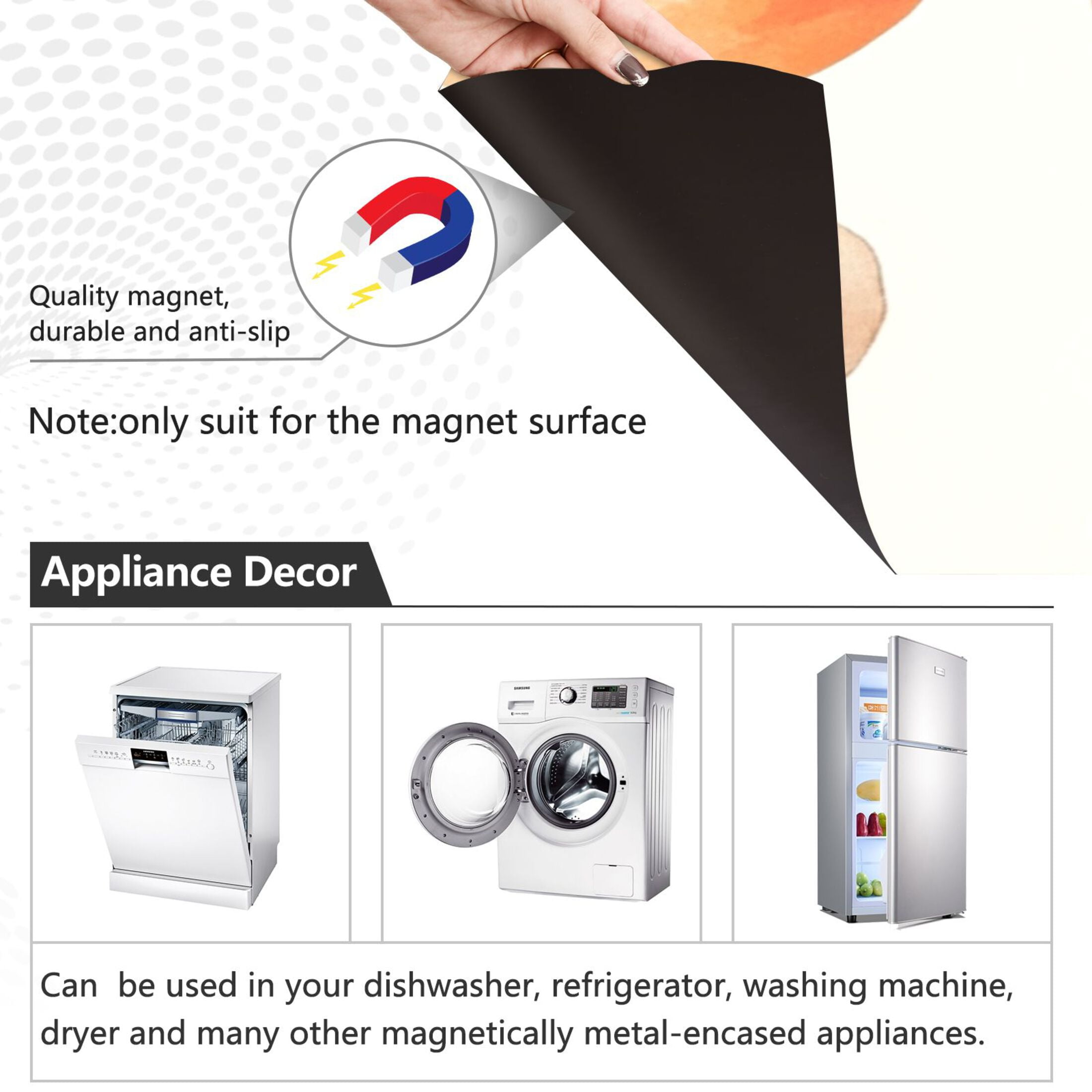 Dishwasher Magnetic Sticker 23x26 Inch Refrigerator Magnetic Sticker Washing Machine Magnetic Sticker Kitchen Panel Magnetic Sticker Home Decor Super Cute Dots