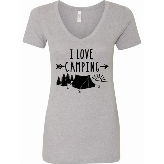 Inktastic I Love Camping Tent and Trees Women's V-Neck T-Shirt