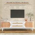 thumbnail image 6 of Rattan TV Stand with LED Lights, 70" Entertainment Center with 3 Cabinets & 2 Drawers Media Console Table for TVs Up to 80", Solid Wood Feet, Living Room, Bedroom Furniture, 6 of 9