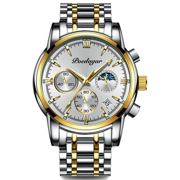 POEDAGAR Fashion Casual Mens Watches Top Brand Luxury Leather Blue Clock Male Sport Wristwatch Waterproof Quartz Watch