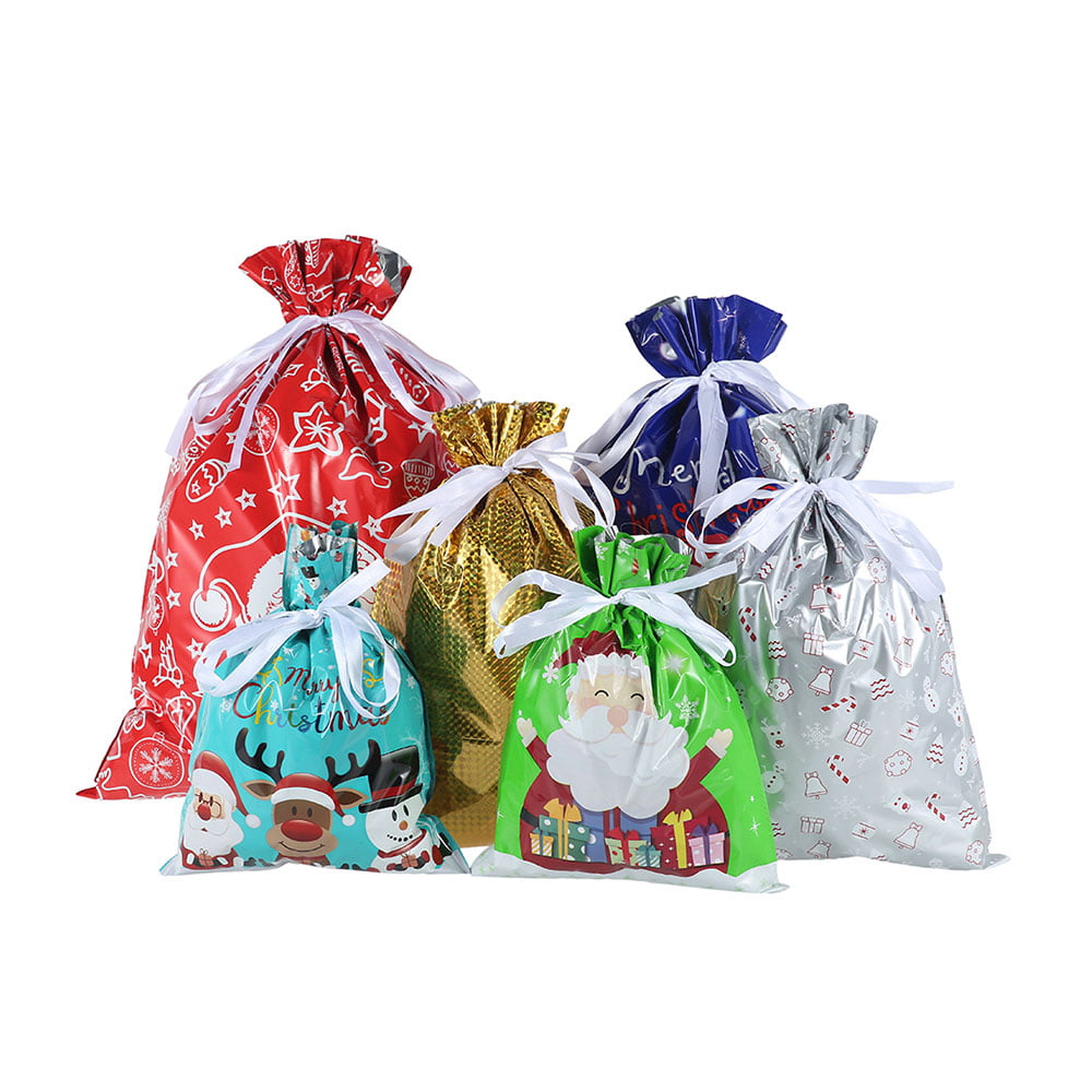30Pcs Christmas Reusable Drawstring Wrapping Present Gift Party Candy Bags 