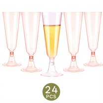ACDANC 24Pcs Champagne Flutes Plastic 5 oz Silky Touch Feel Martini Glasses Holiday Party Atmosphere Champagne Flutes Style4