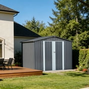 8X6 FT Outdoor Storage Shed, Waterproof Metal Garden Shed with Double Doors, for Tools, Lawn Equipment, Yard Storage