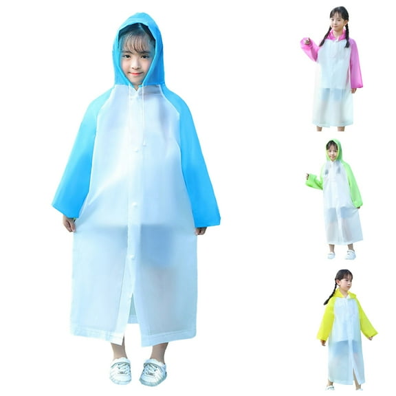 Gelikeya Lightweight Rain Ponchos for Kids Toddler Girls Boys Rain Jacket Waterproof Reusable Rainwear (Yellow, 6-15 Years)