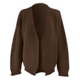 thumbnail image 4 of Wang6 Womens Plus Size Cardigan Sweaters Fall Pink Open Front Knit Sweater Long Sleeve Knitted Tops Causal V Neck Solid Outwear Brown XL, 4 of 4