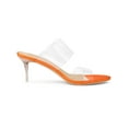 thumbnail image 3 of BLISSFUL STEP Sandales à Talons Aiguilles Transparentes pour Femmes à Bout Ouvert à Enfiler Orange 9, 3 of 7