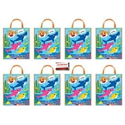 8 Pack Baby Shark Large Plastic Goodie Tote Loot Bags, 13 x 11 Inches (Plus Party Planning Checklist by Mikes Super Store)