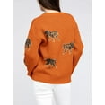 thumbnail image 6 of Nygoyerh Women Sweaters Comfy Warm Tiger Print Knitwear Long Sleeve Pullover Basic Jumpers Tops for Casual, 6 of 6
