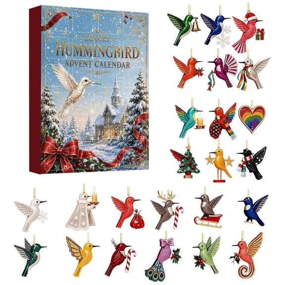 Reduce!2026 Hummingbird Advent Calendar 24 Bird Ornaments Festive Christmas Decor