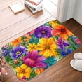 thumbnail image 5 of 1pc Colorful Flowers Absorbent Non-Slip Bathroom Thickened Flannel Rug Decor,Soft,Quick Drying,Suitable For Indoor/outdoor Use,Bathrooms,Bedrooms,Kitchens,Terrace,Laundry Rooms,16"x24", 5 of 9