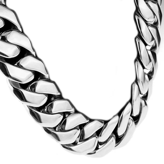 Men's Huge Hip Hop Chain Silver Heavy Cuban Link 316L Stainless Steel 25MM Thick Necklace 24" Inch
