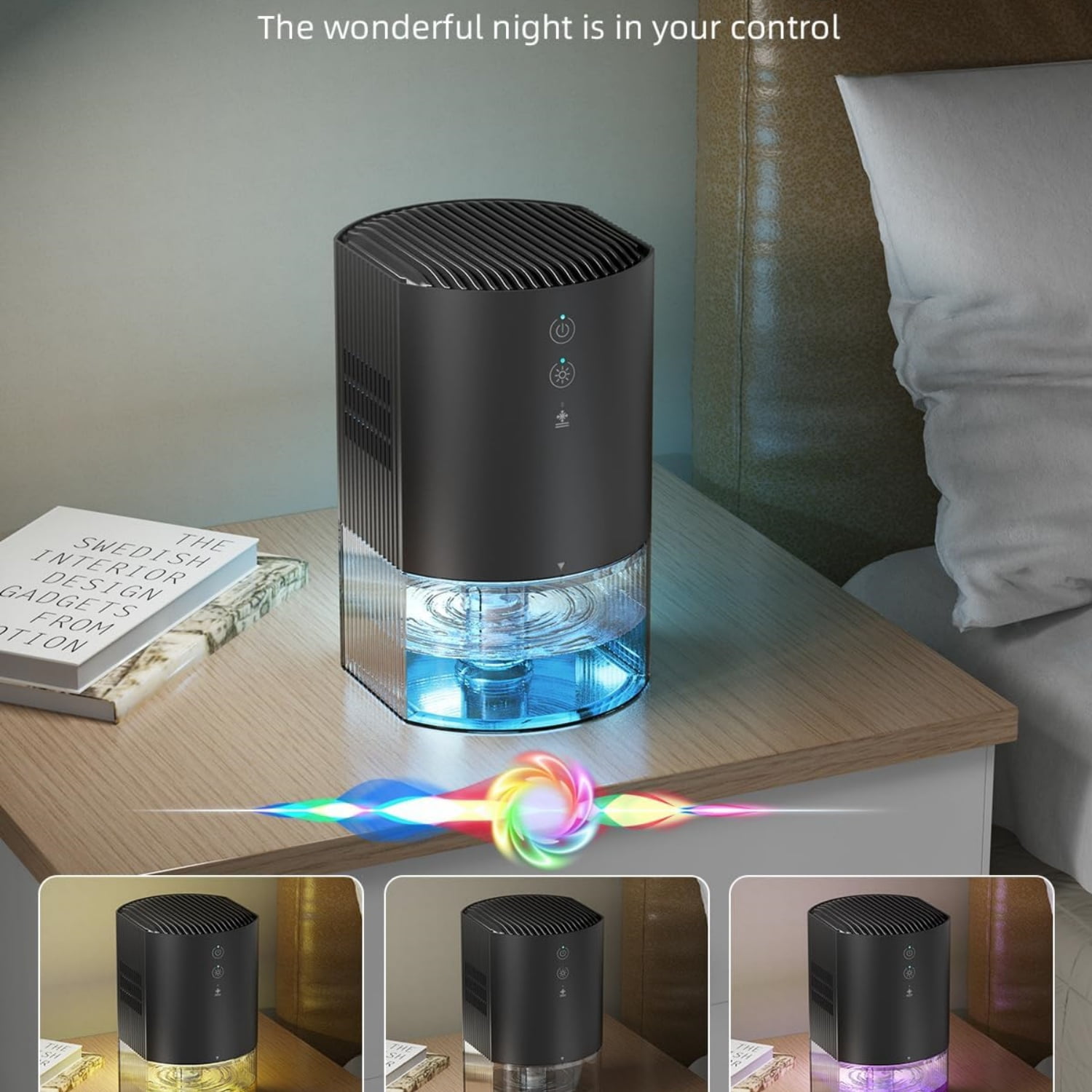 Small Dehumidifiers for Bathroom, Bedroom, Dorm Room, Home, RV, Closet, Wardrobe, Office, Portable Dehumidifier with Auto Shut Off, Auto Defrost, Colorful Light, Ultra Quiet, Energy Saving, 35 OZ