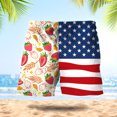 thumbnail image 4 of Aayomet Shorts de Plage pour Hommes Imprimé Drapeau Patchwork Sports Pantalons de Plage avec Poches (Rouge, S), 4 of 5