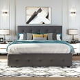 thumbnail image 2 of Bellemave Queen Size Platform Bed with 2 Storage Drawers and 1 Twin XL Trundle, Wooden Upholstered Queen Bed with Linen Fabric for Bedroom (Drak Gray), 2 of 9