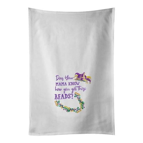 28 x 19 in. Unisex Does Your Mother Know Mardi Gras White Dish Towels Kitchen Towel - Set of 2