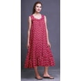 thumbnail image 2 of Bimba Nuisettes en Coton Magenta à Imprimé Floral et Feuilles pour Femmes, Robe Sans Manches, Vêtement de Nuit, Robe Maxi XXX-Large, 2 of 6